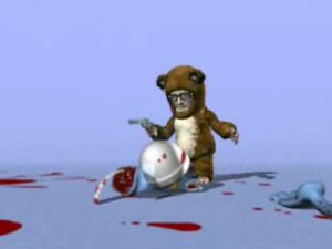 The bear killed crazy frog.